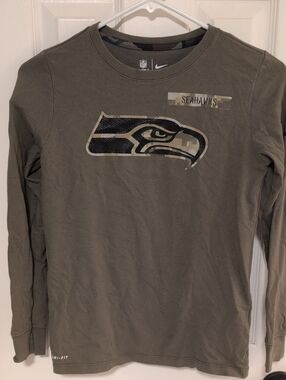 Nike Olive Green Seattle Seahawks Logo Long Sleeve Shirt